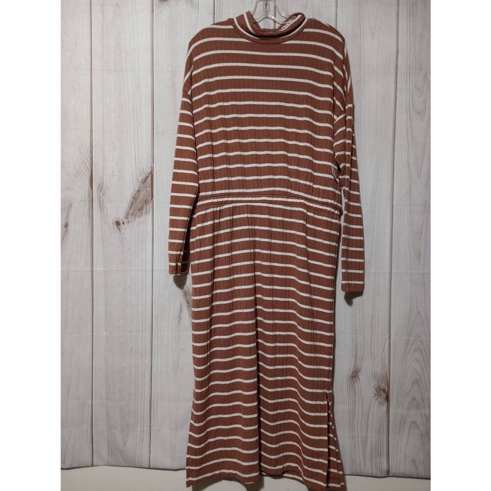 Old Navy Dress Ladies Large Long Sleeve Rib‎ Knit Striped Midi